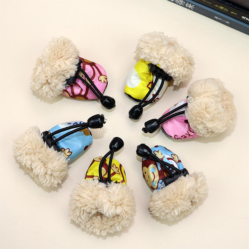 4pcs Waterproof Pet Dog Shoes Winter Plush Anti-slip Rain Snow Boots Footwear Thick Warm For Small Cat Dogs Puppy Socks Booties