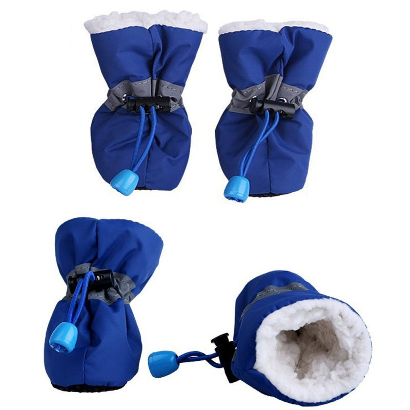 4pcs Waterproof Pet Dog Shoes Winter Plush Anti-slip Rain Snow Boots Footwear Thick Warm For Small Cat Dogs Puppy Socks Booties