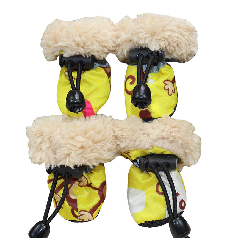 4pcs Waterproof Pet Dog Shoes Winter Plush Anti-slip Rain Snow Boots Footwear Thick Warm For Small Cat Dogs Puppy Socks Booties