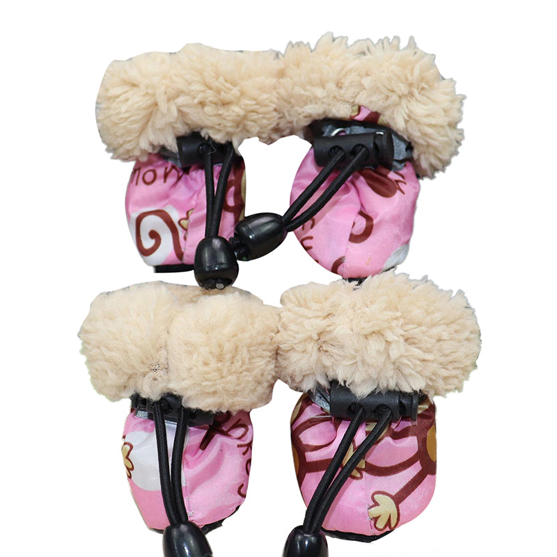 4pcs Waterproof Pet Dog Shoes Winter Plush Anti-slip Rain Snow Boots Footwear Thick Warm For Small Cat Dogs Puppy Socks Booties