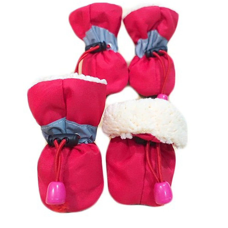 4pcs Waterproof Pet Dog Shoes Winter Plush Anti-slip Rain Snow Boots Footwear Thick Warm For Small Cat Dogs Puppy Socks Booties