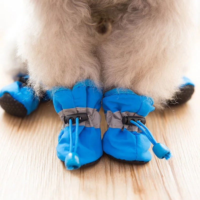 4pcs Waterproof Pet Dog Shoes Winter Plush Anti-slip Rain Snow Boots Footwear Thick Warm For Small Cat Dogs Puppy Socks Booties