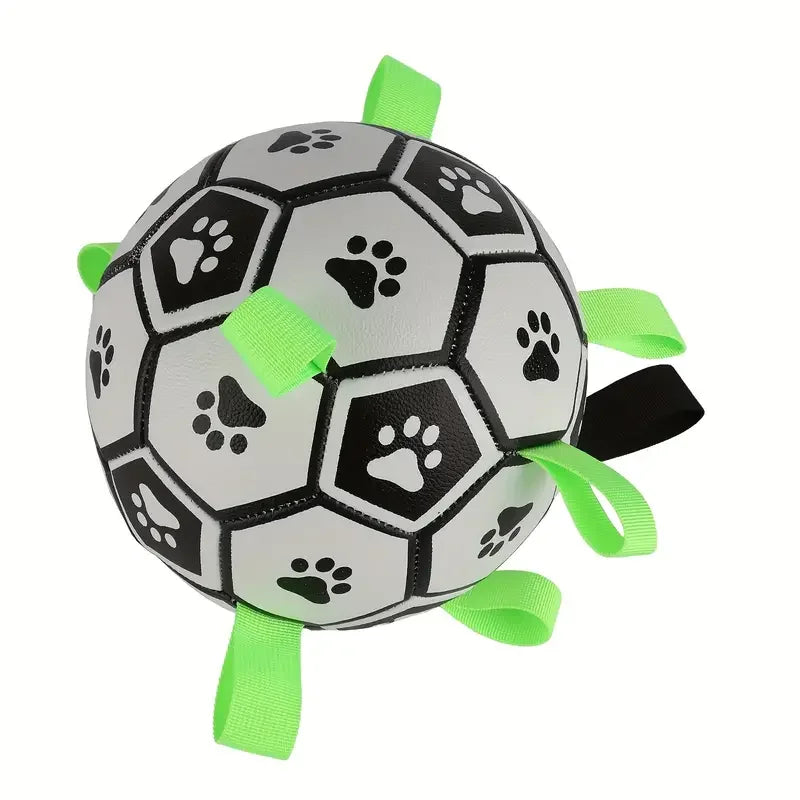 Durable Football Design Dog Chew Toy Interactive Training Ball with Straps