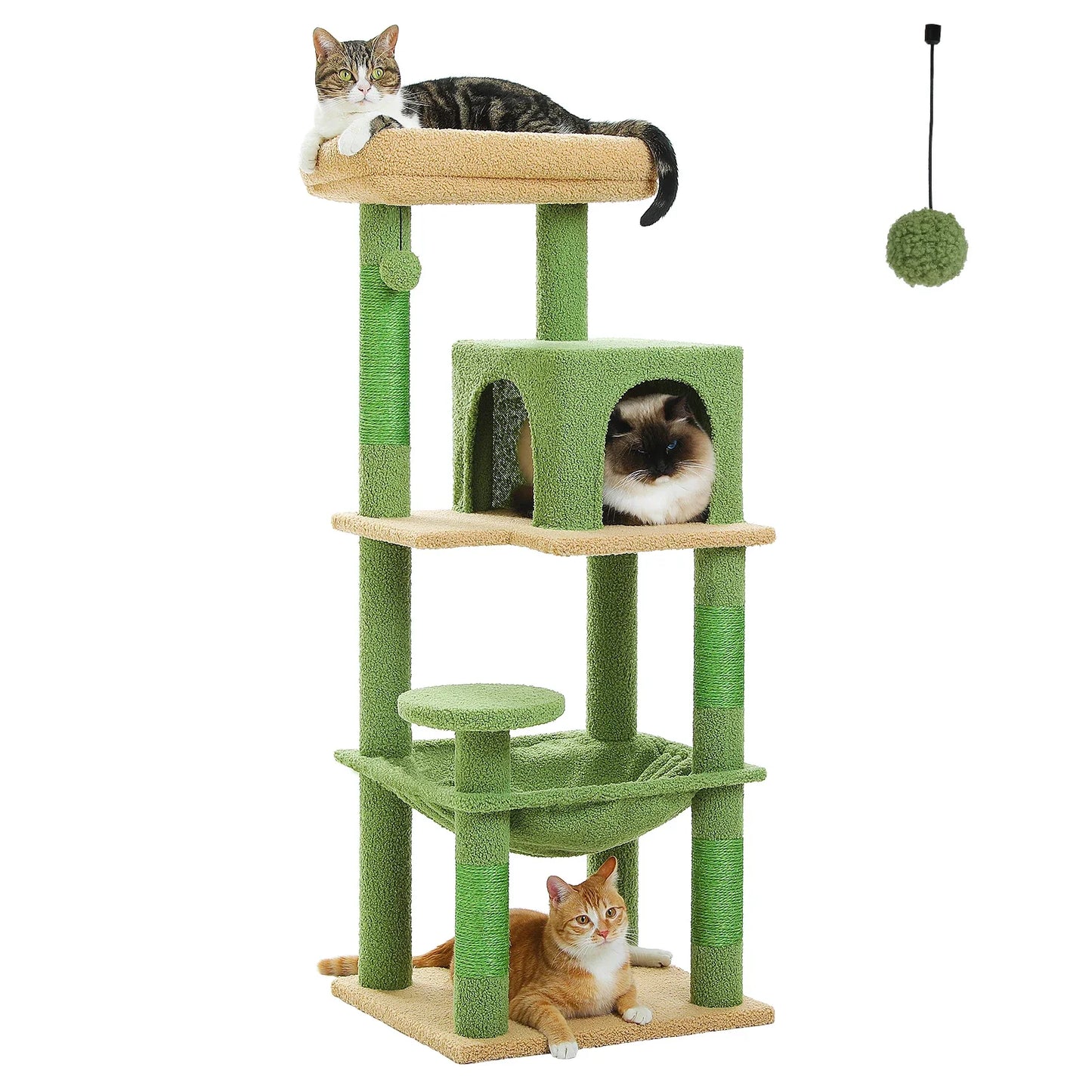 Cat Tree for Indoor Cats, 5-Level Cat Tower for Large Cats with Metal Frame Large Hammock Cat Condo