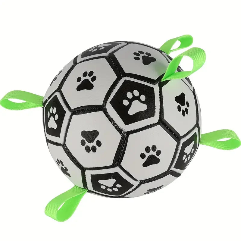 Durable Football Design Dog Chew Toy Interactive Training Ball with Straps