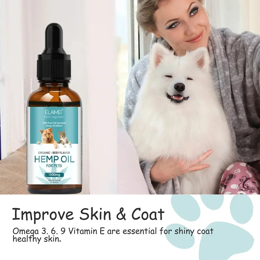 30ml Dog Body Care Hemp Seed Essential Oil Relieves Stress, Improves Skin and Coat. Pet Skincare Products. Antifreeze coolant