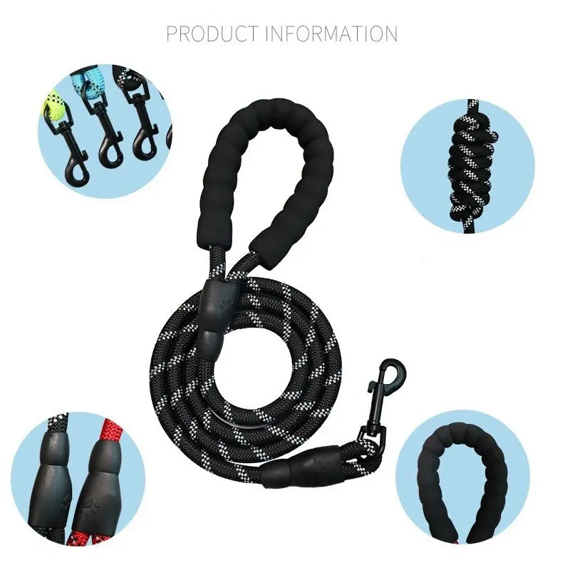 Reflective Pet Leash Nylon Round Leash Dog Walking