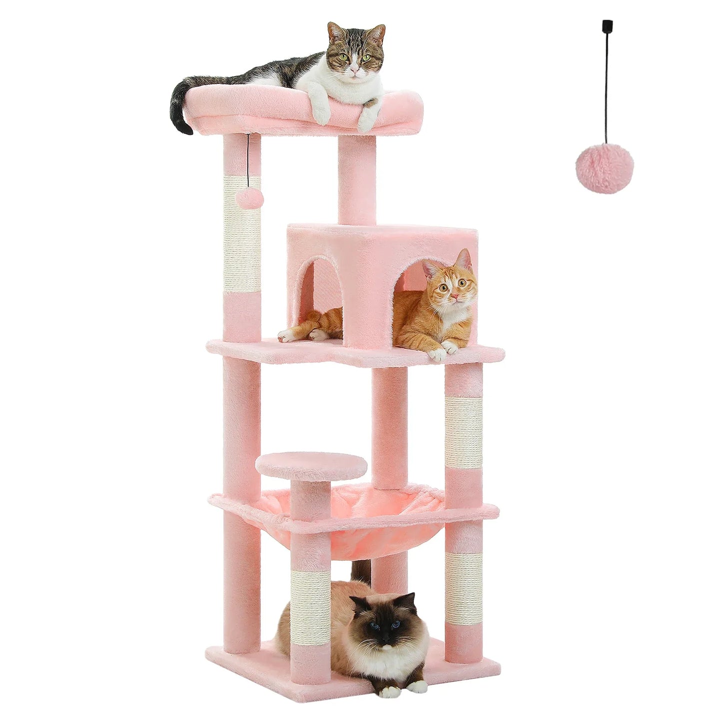 Cat Tree for Indoor Cats, 5-Level Cat Tower for Large Cats with Metal Frame Large Hammock Cat Condo