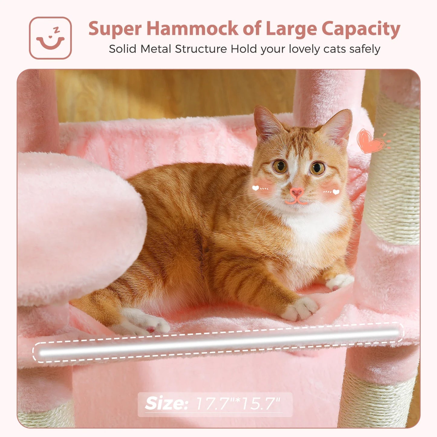 Cat Tree for Indoor Cats, 5-Level Cat Tower for Large Cats with Metal Frame Large Hammock Cat Condo