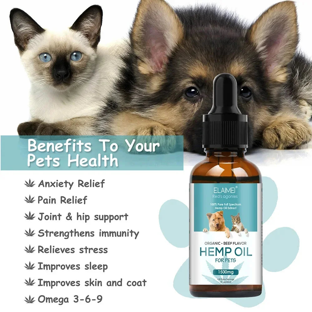 30ml Dog Body Care Hemp Seed Essential Oil Relieves Stress, Improves Skin and Coat. Pet Skincare Products. Antifreeze coolant