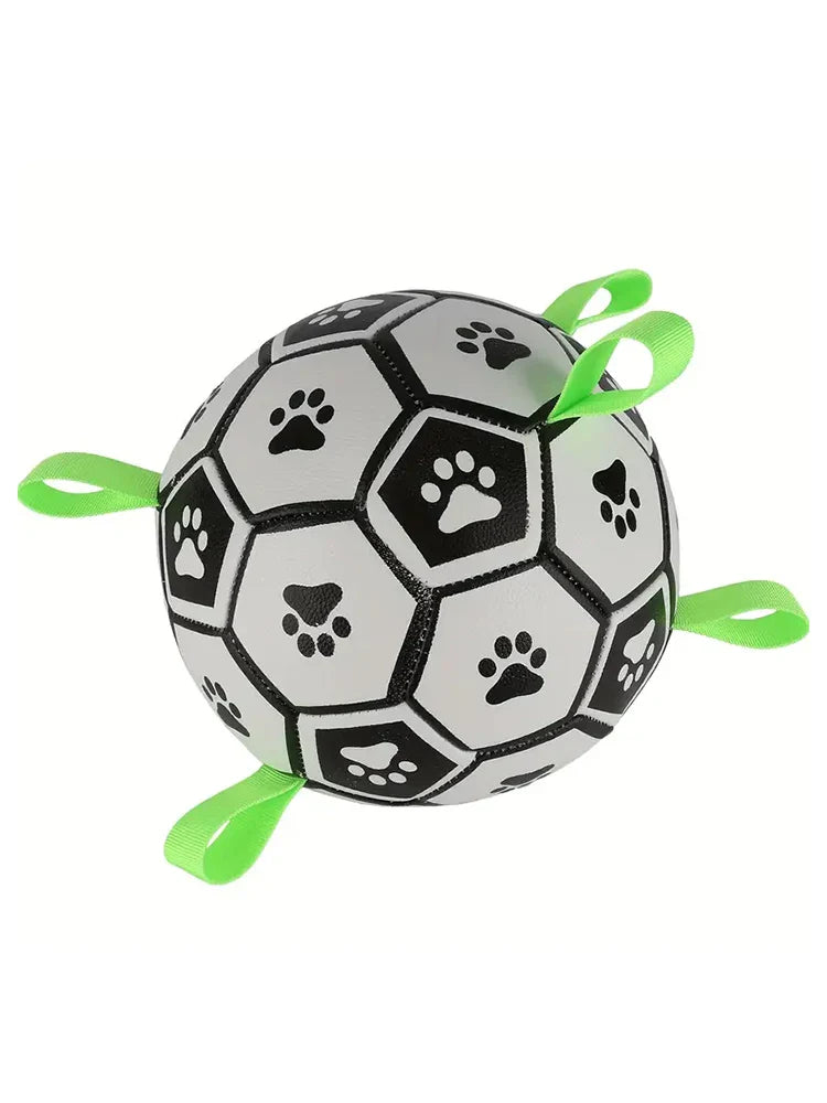 Durable Football Design Dog Chew Toy Interactive Training Ball with Straps