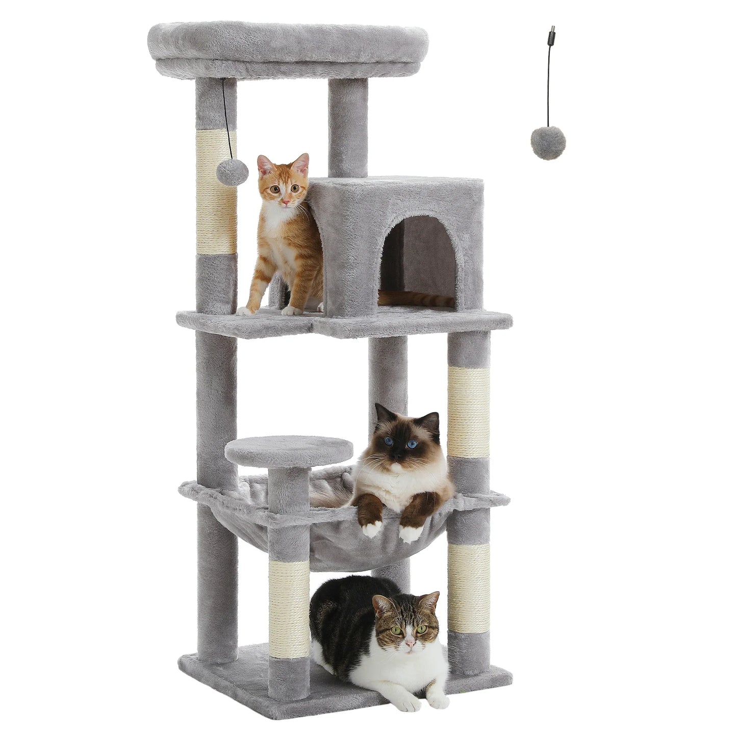 Cat Tree for Indoor Cats, 5-Level Cat Tower for Large Cats with Metal Frame Large Hammock Cat Condo