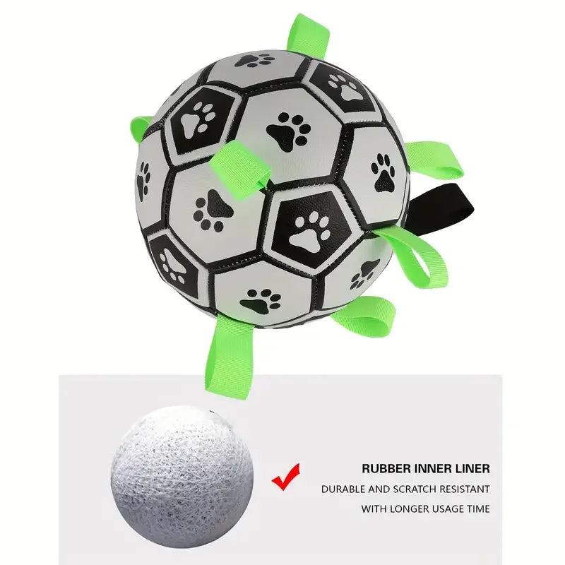 Durable Football Design Dog Chew Toy Interactive Training Ball with Straps