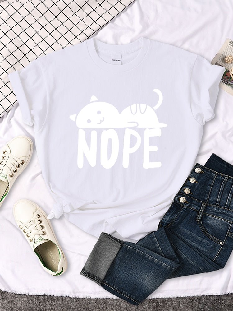 'Nope' Funny Female Cat t-Shirt