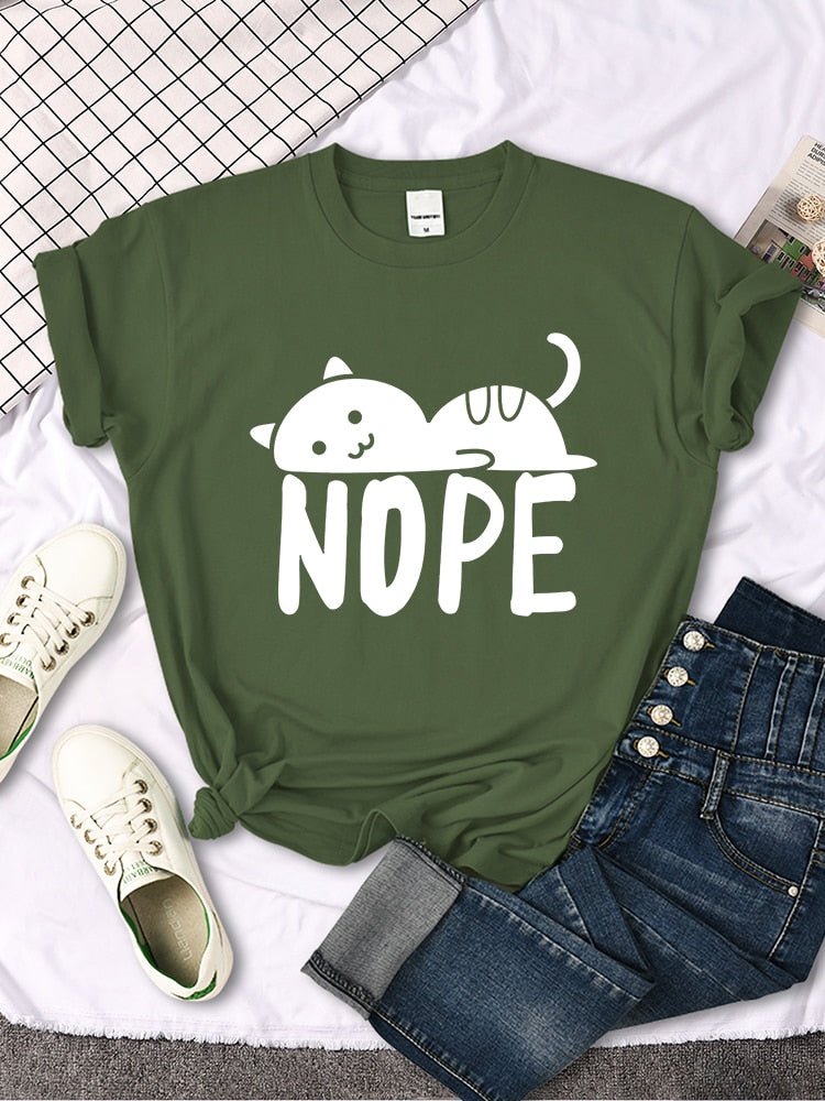 'Nope' Funny Female Cat t-Shirt