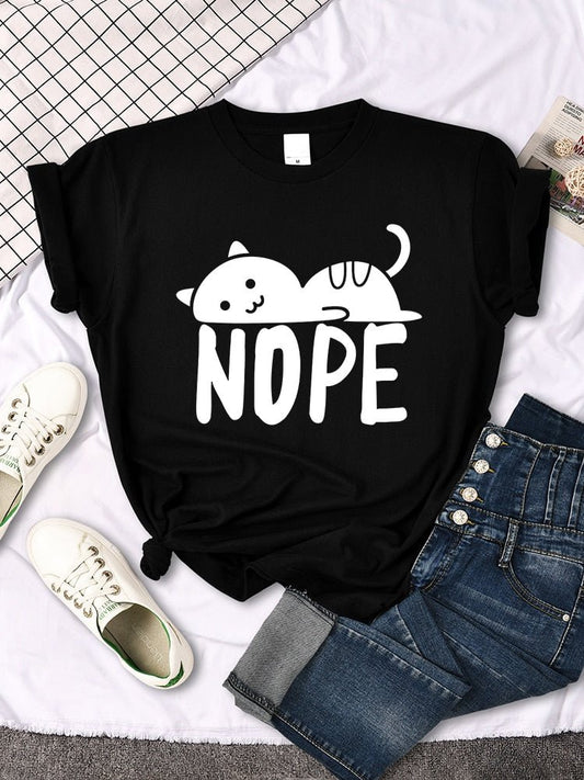 'Nope' Funny Female Cat t-Shirt