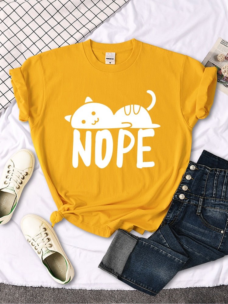 'Nope' Funny Female Cat t-Shirt