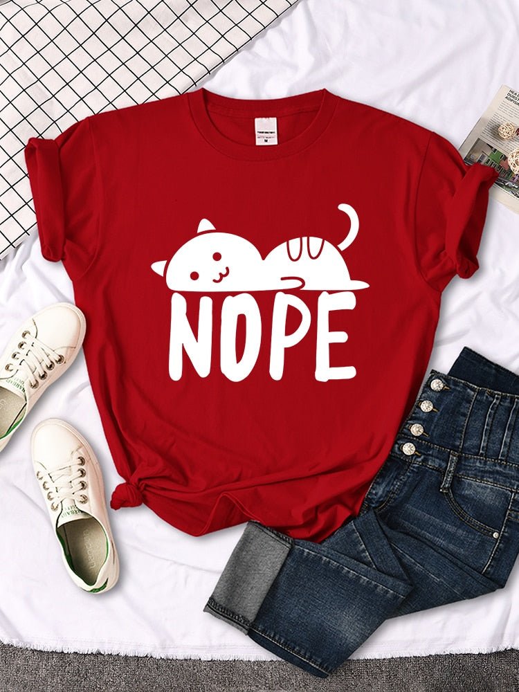 'Nope' Funny Female Cat t-Shirt