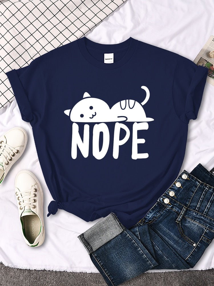 'Nope' Funny Female Cat t-Shirt