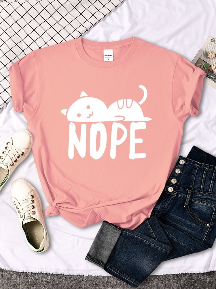 'Nope' Funny Female Cat t-Shirt